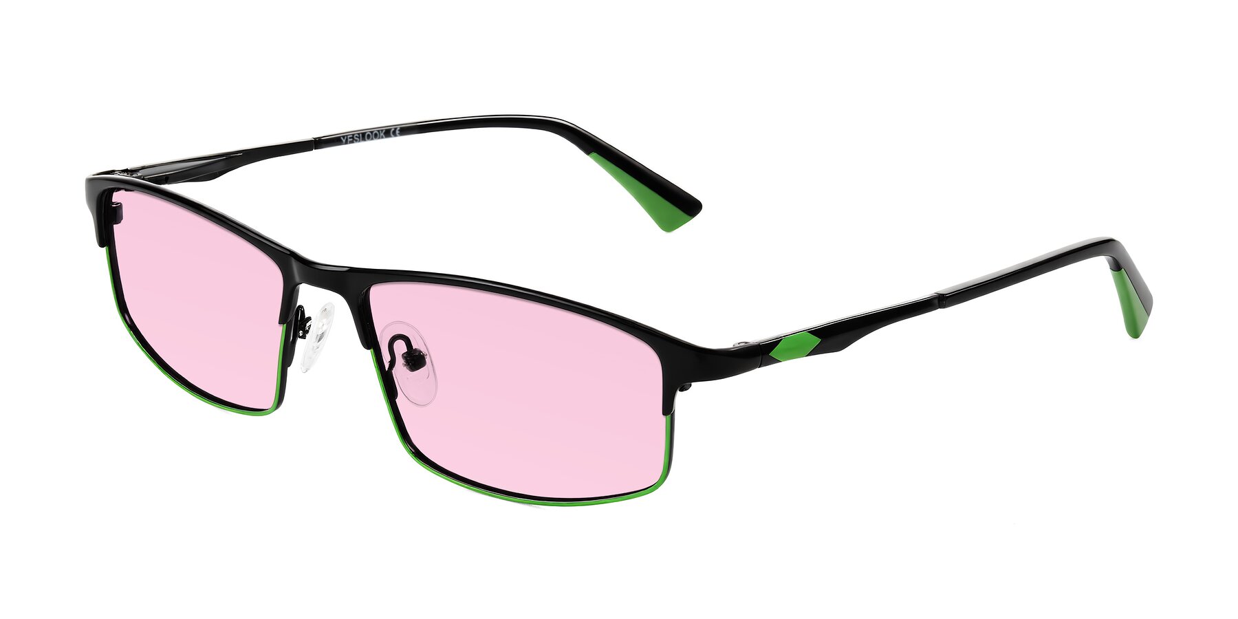 Angle of Monnow in Black/Green with Light Pink Tinted Lenses
