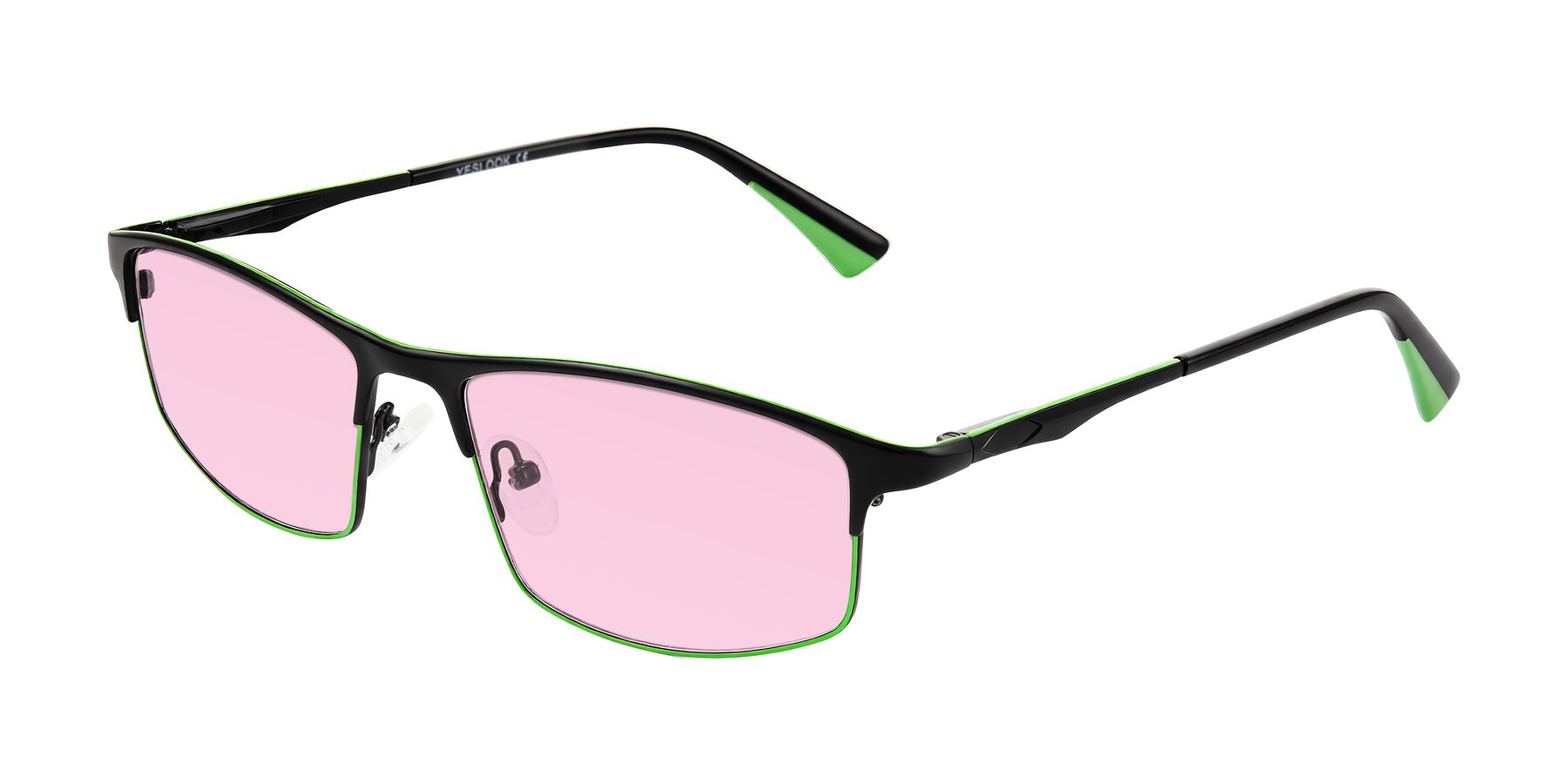 Angle of Monnow in Black/Green with Light Pink Tinted Lenses