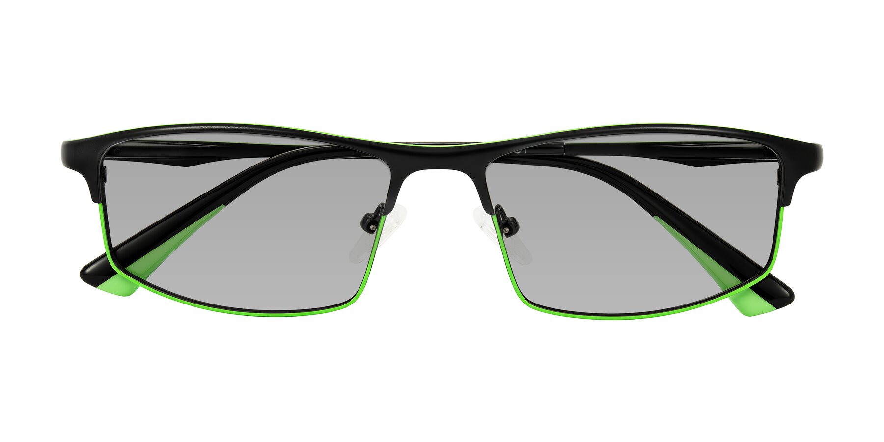 Folded Front of Monnow in Black/Green with Light Gray Tinted Lenses