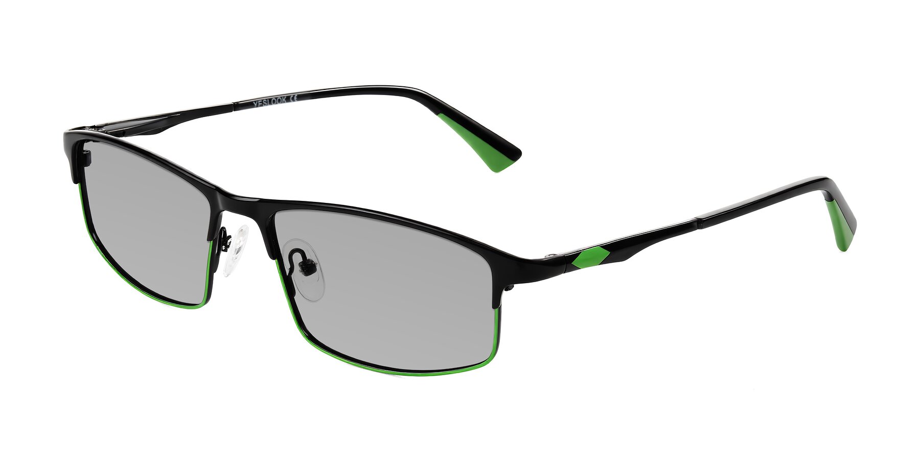 Angle of Monnow in Black/Green with Light Gray Tinted Lenses
