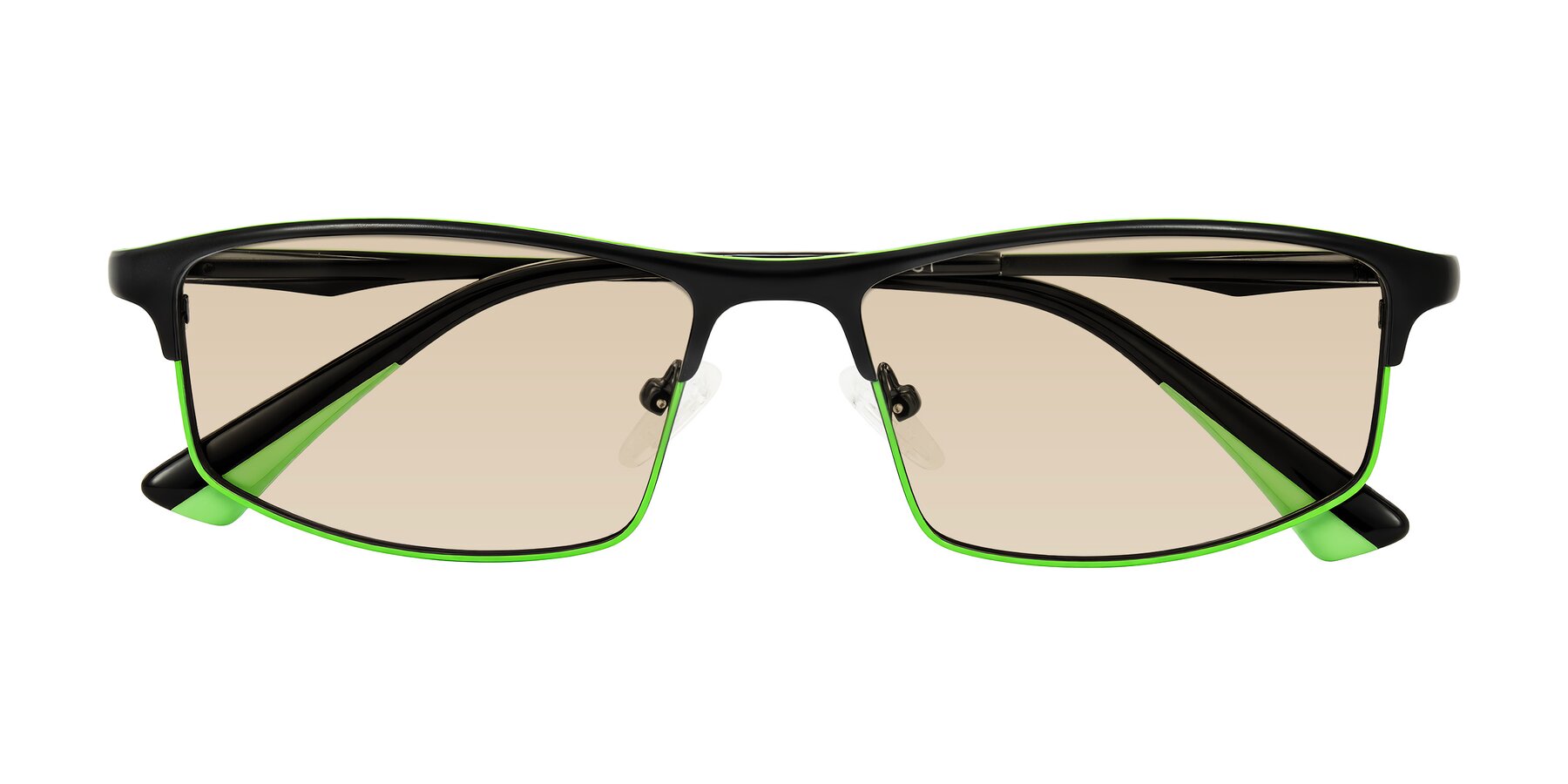 Folded Front of Monnow in Black/Green with Light Brown Tinted Lenses