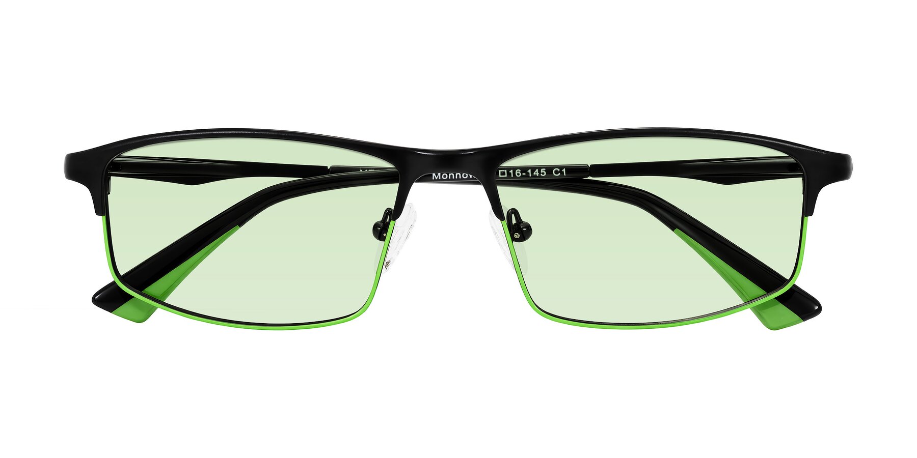 Folded Front of Monnow in Black/Green with Light Green Tinted Lenses