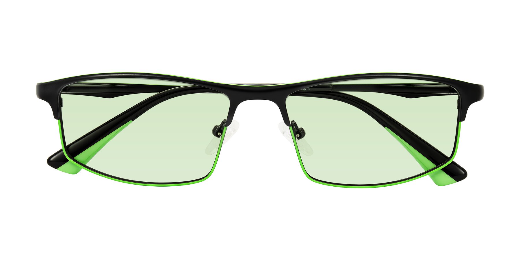 Folded Front of Monnow in Black/Green with Light Green Tinted Lenses