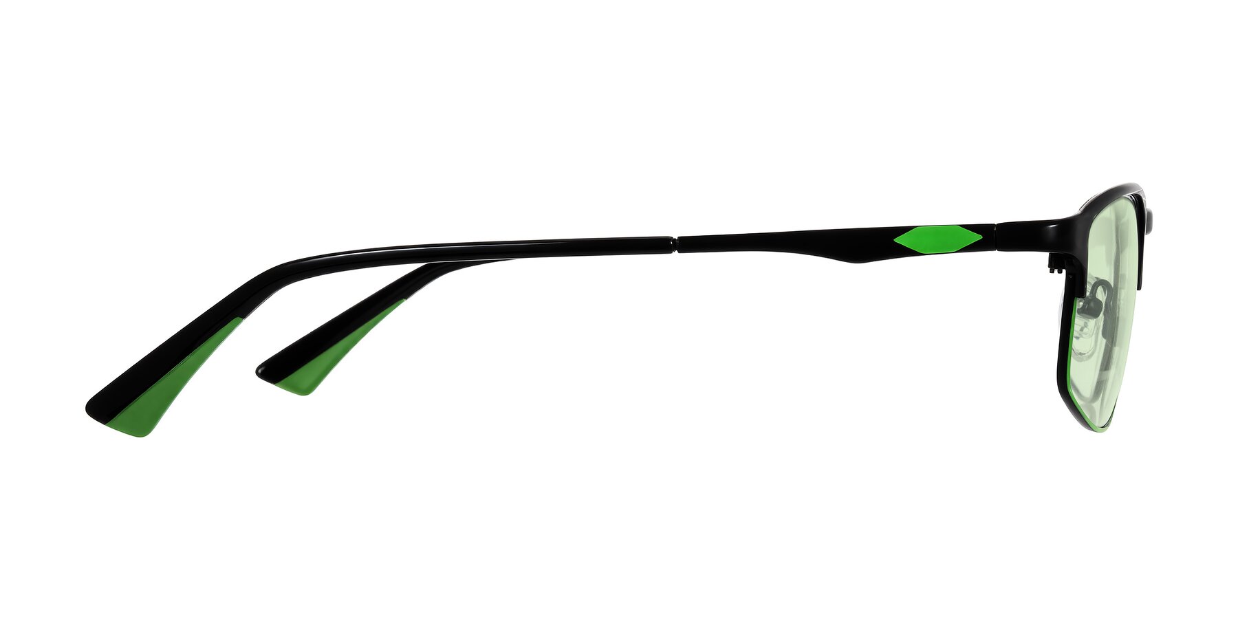 Side of Monnow in Black/Green with Light Green Tinted Lenses