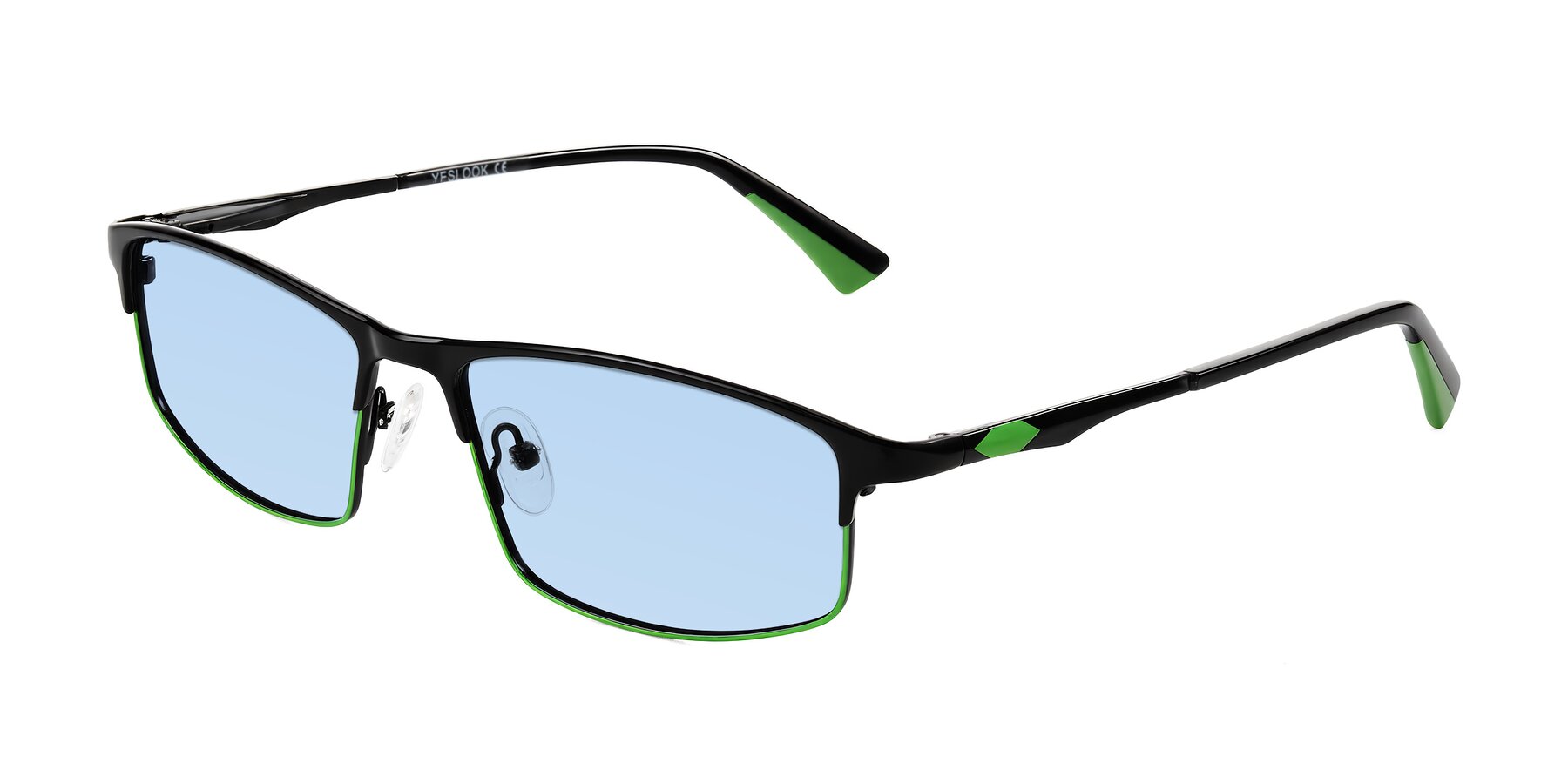 Angle of Monnow in Black/Green with Light Blue Tinted Lenses