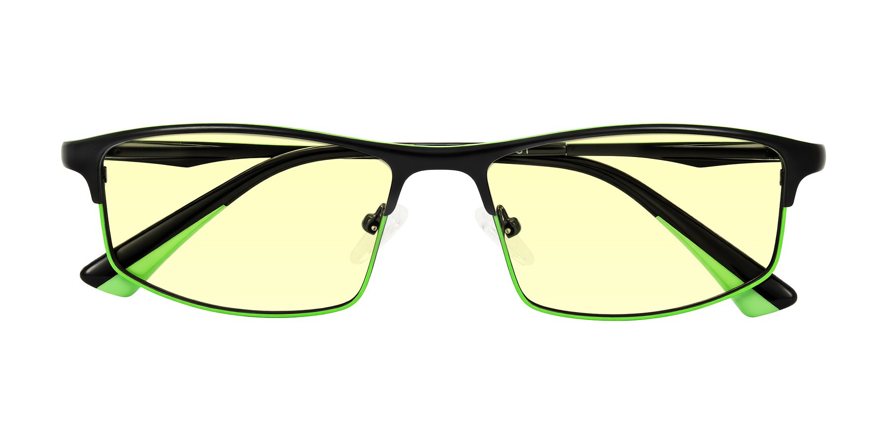 Folded Front of Monnow in Black/Green with Light Yellow Tinted Lenses