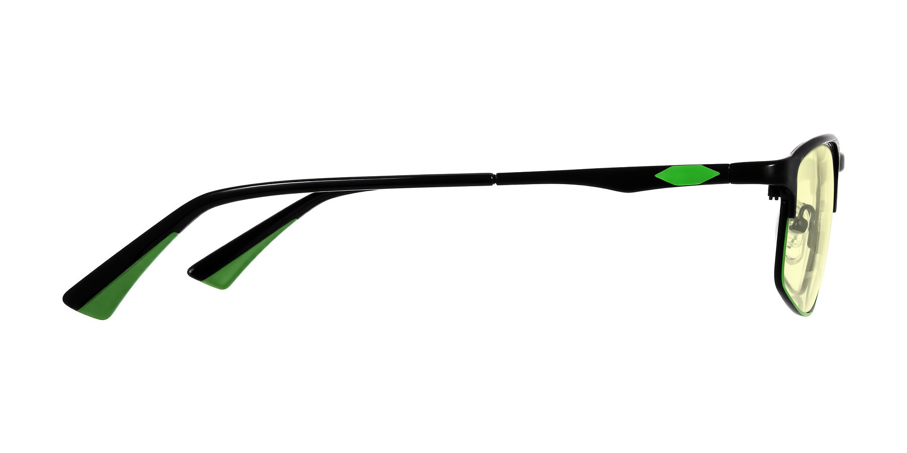 Side of Monnow in Black/Green with Light Yellow Tinted Lenses