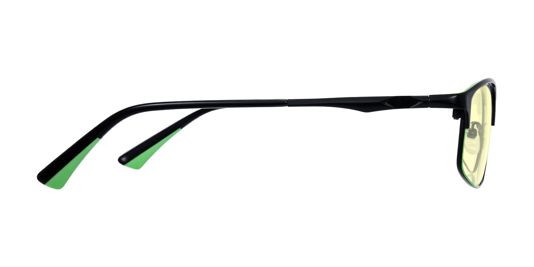 Side of Monnow in Black/Green with Light Yellow Tinted Lenses