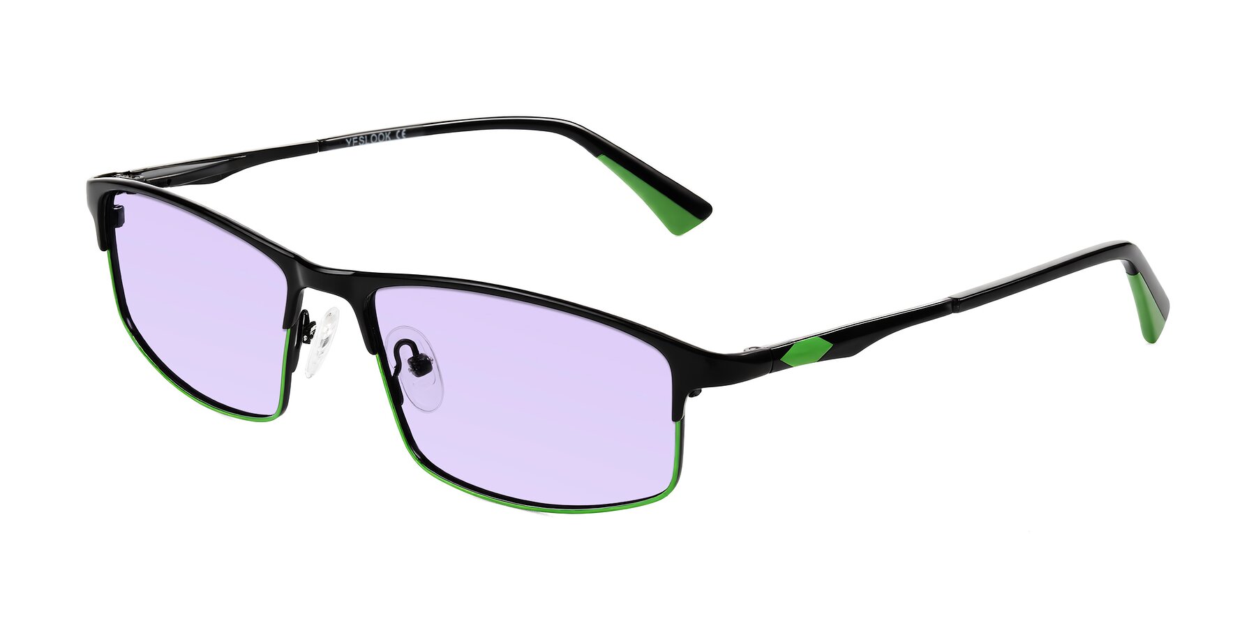 Angle of Monnow in Black/Green with Light Purple Tinted Lenses