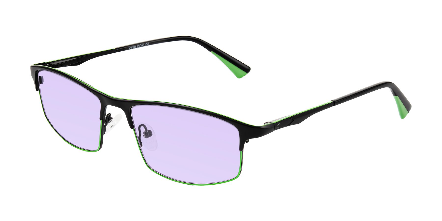 Angle of Monnow in Black/Green with Light Purple Tinted Lenses