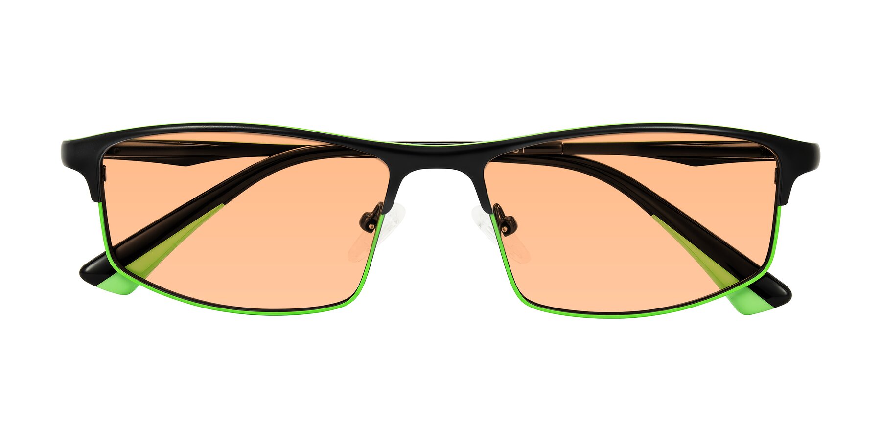 Folded Front of Monnow in Black/Green with Light Orange Tinted Lenses