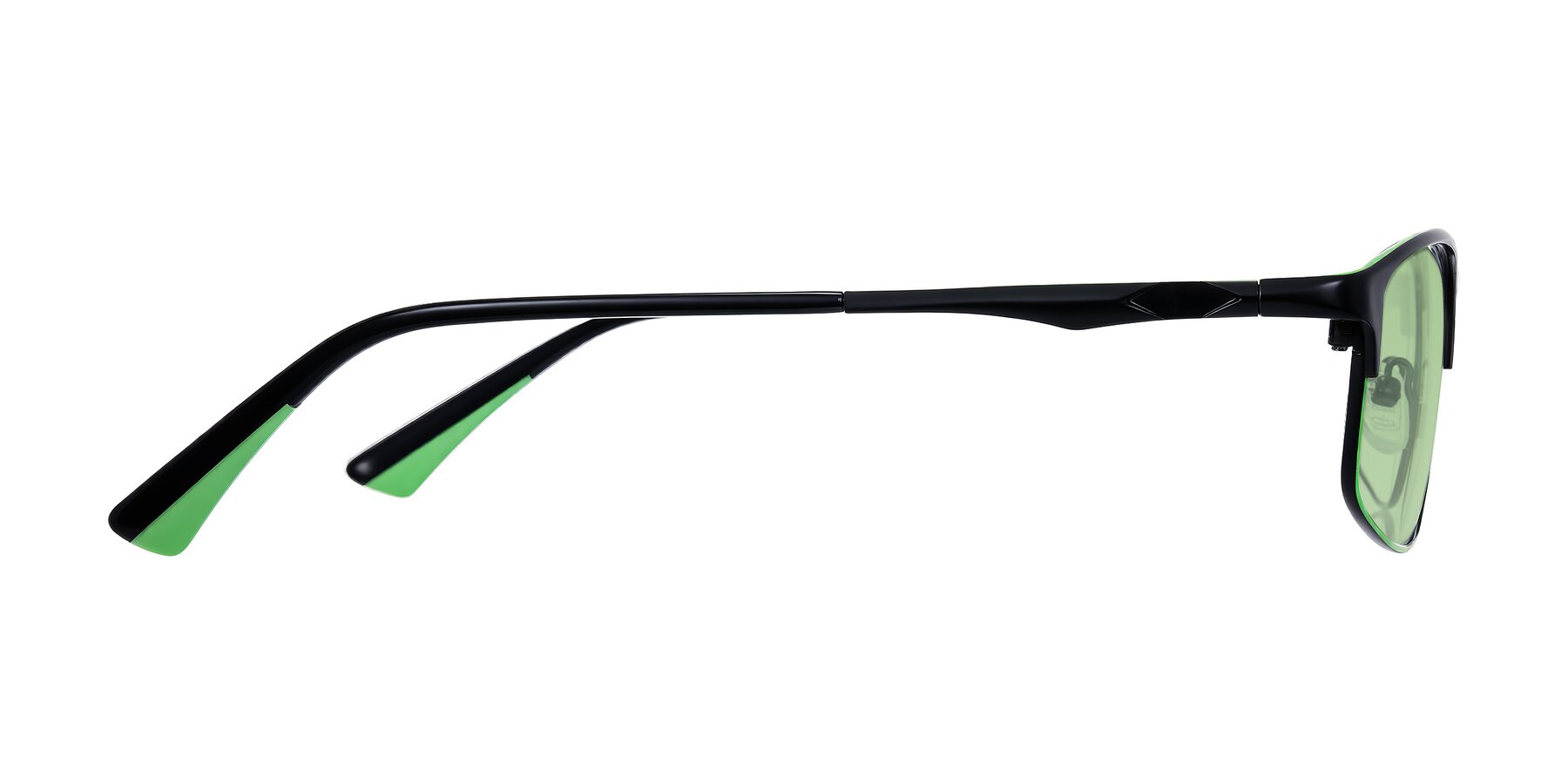 Side of Monnow in Black/Green with Medium Green Tinted Lenses