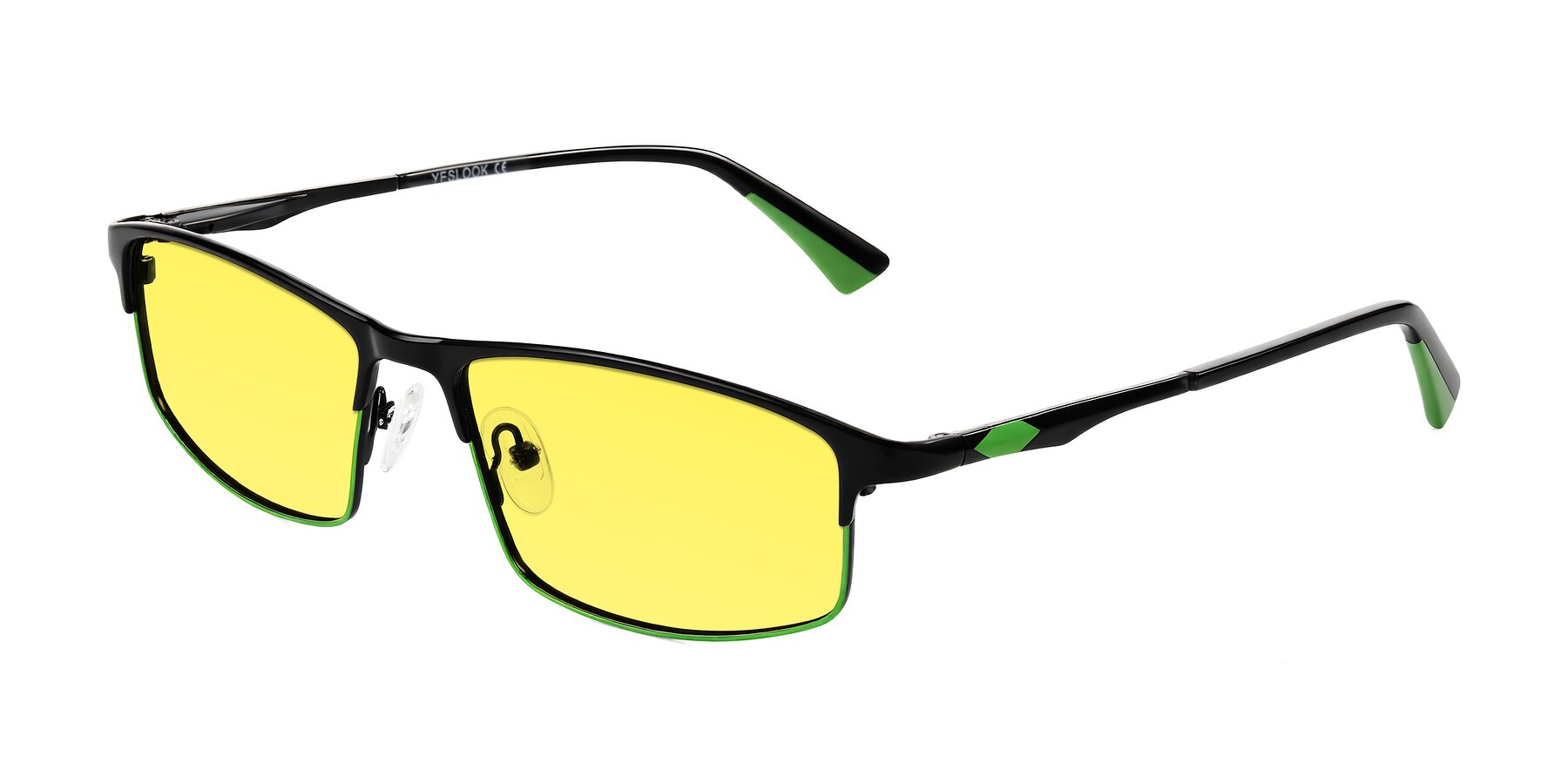 Angle of Monnow in Black/Green with Medium Yellow Tinted Lenses