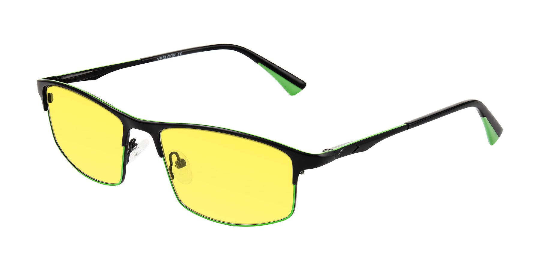 Angle of Monnow in Black/Green with Medium Yellow Tinted Lenses