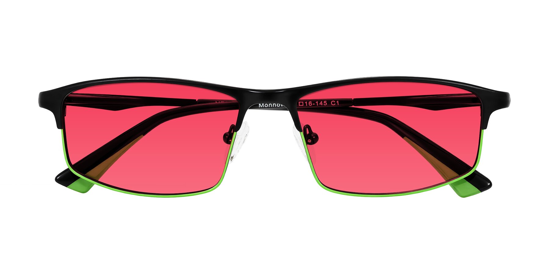Folded Front of Monnow in Black/Green with Red Tinted Lenses