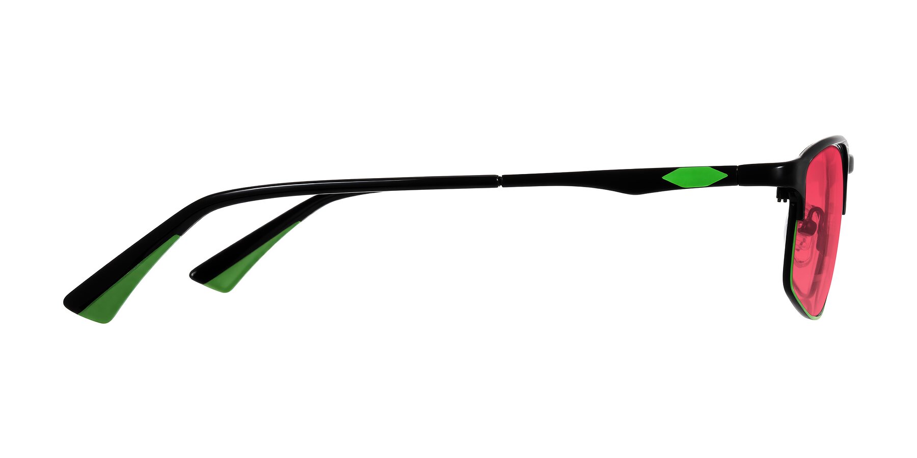 Side of Monnow in Black/Green with Red Tinted Lenses