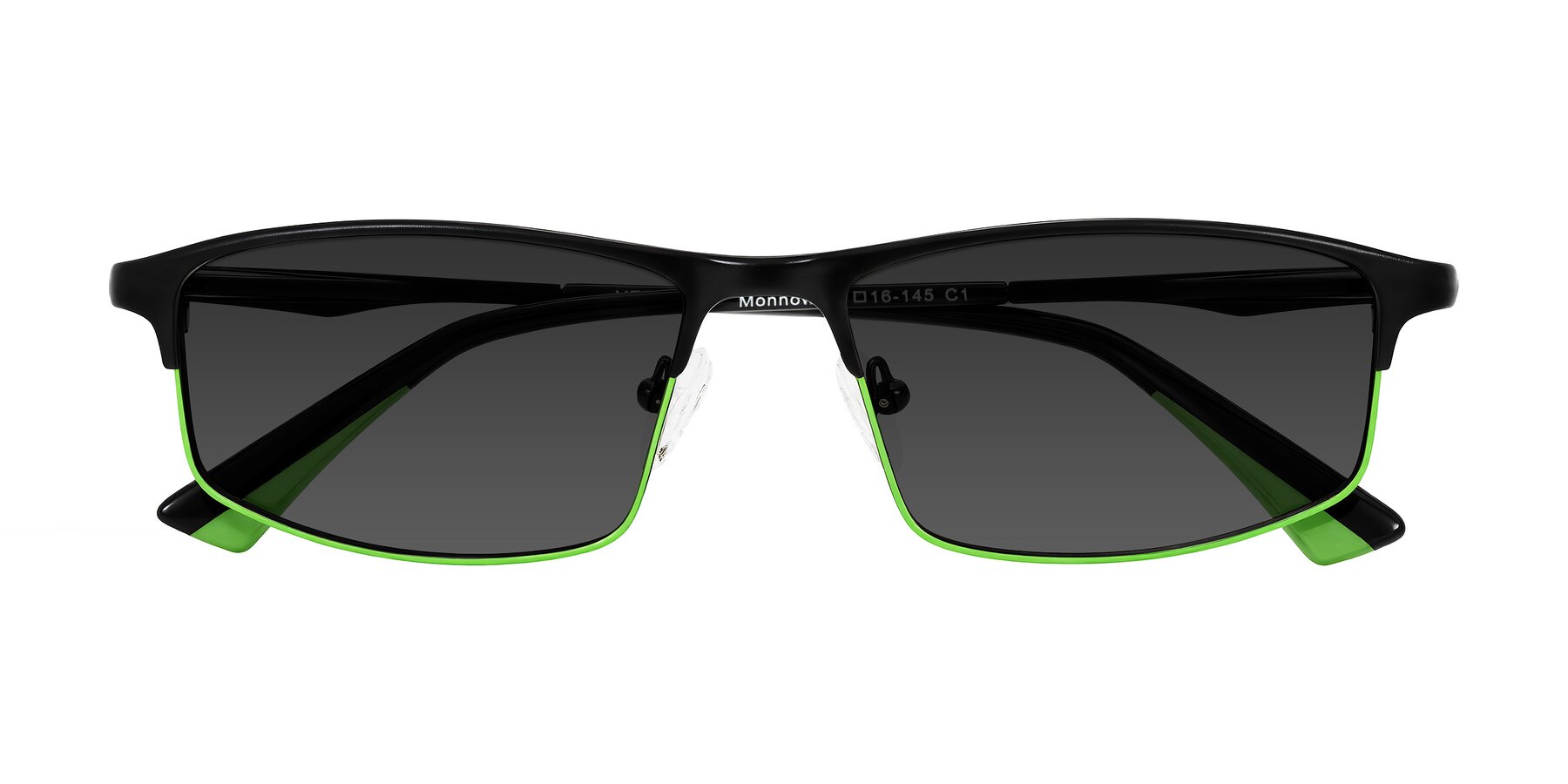 Folded Front of Monnow in Black/Green with Gray Tinted Lenses