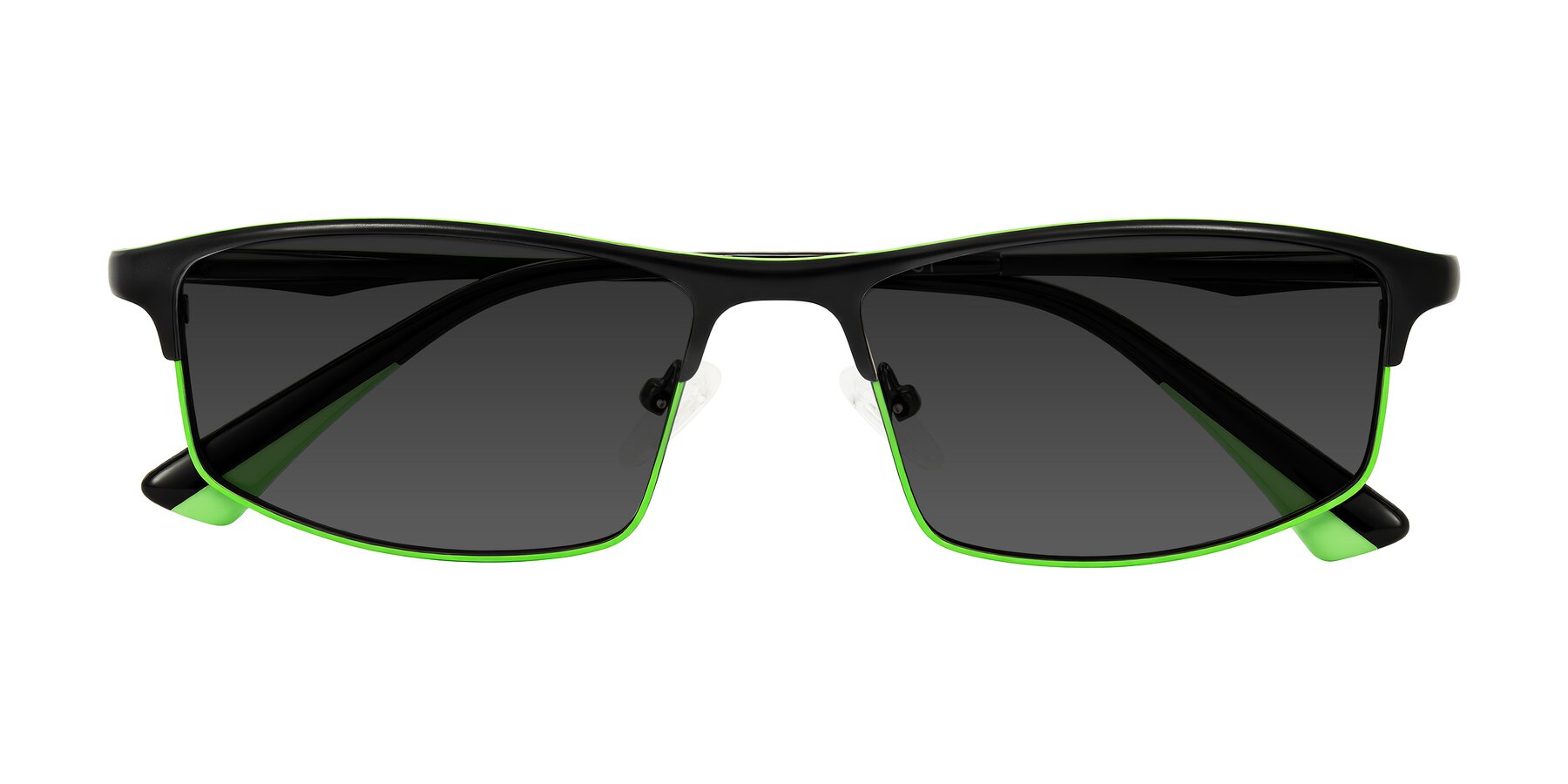 Folded Front of Monnow in Black/Green with Gray Tinted Lenses
