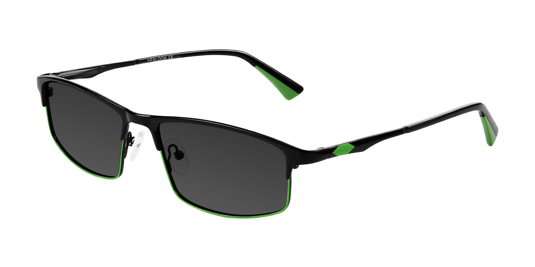 Angle of Monnow in Black/Green with Gray Tinted Lenses