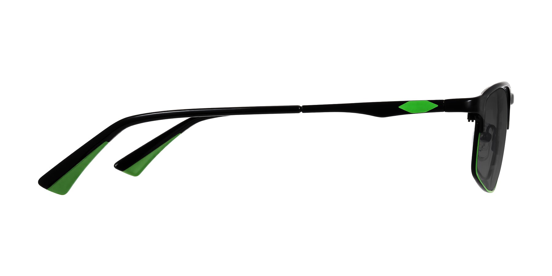 Side of Monnow in Black/Green with Gray Tinted Lenses