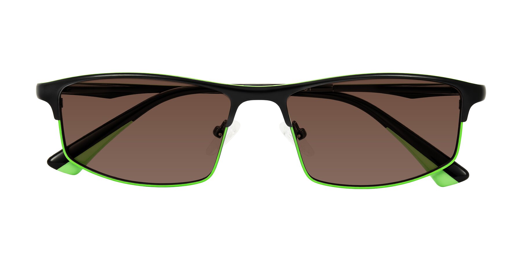 Folded Front of Monnow in Black/Green with Brown Tinted Lenses