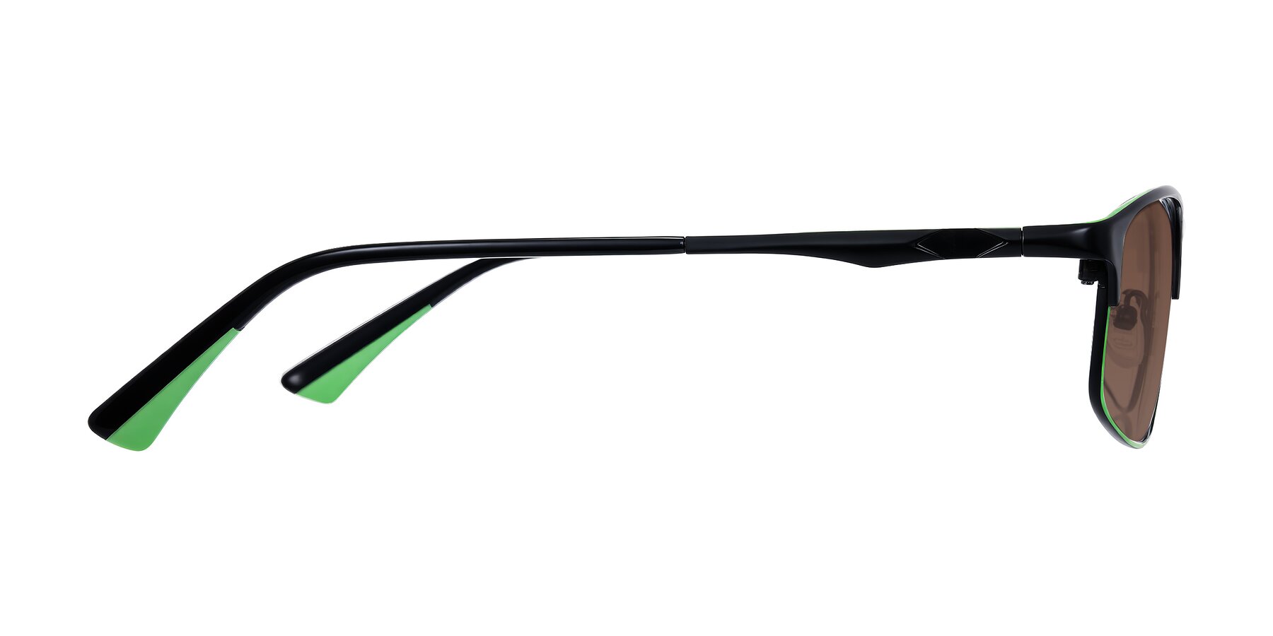 Side of Monnow in Black/Green with Brown Tinted Lenses