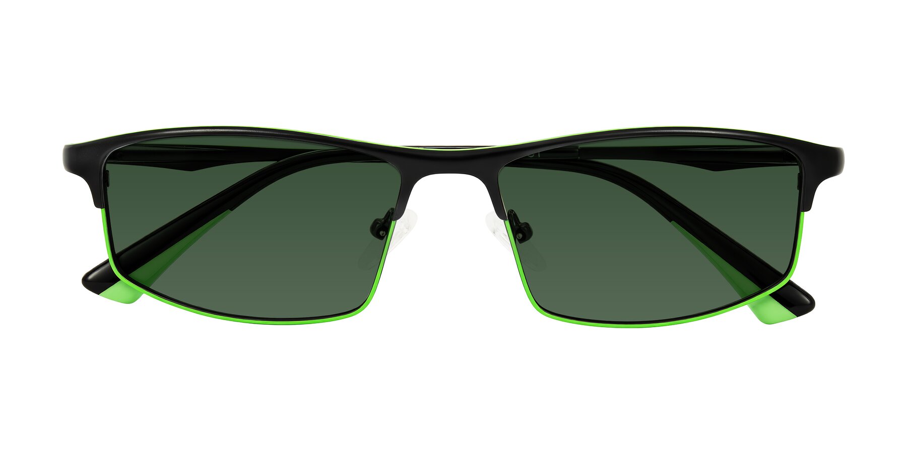 Folded Front of Monnow in Black/Green with Green Tinted Lenses