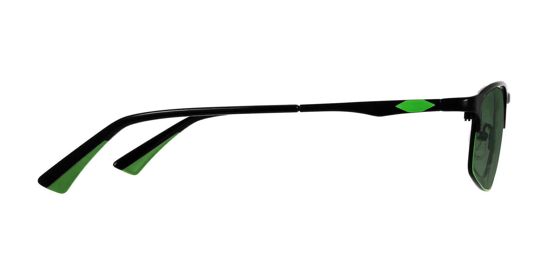 Side of Monnow in Black/Green with Green Tinted Lenses