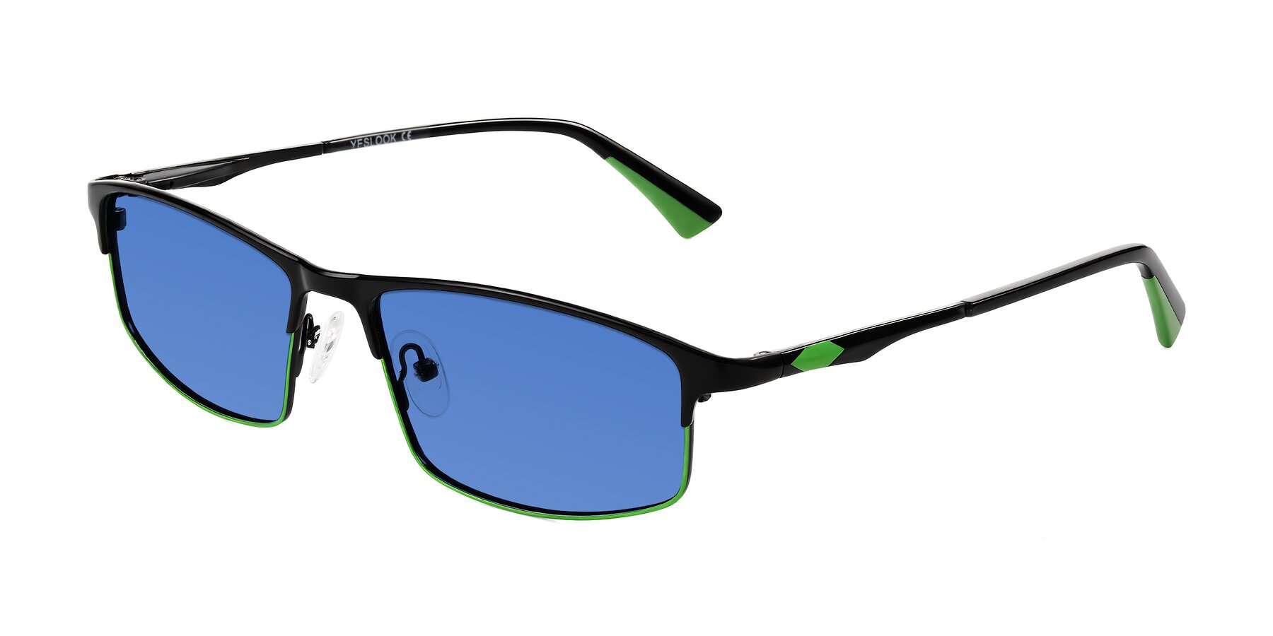Angle of Monnow in Black/Green with Blue Tinted Lenses