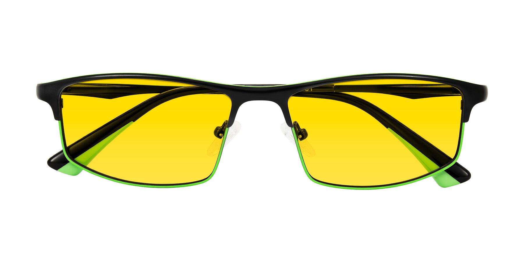 Folded Front of Monnow in Black/Green with Yellow Tinted Lenses