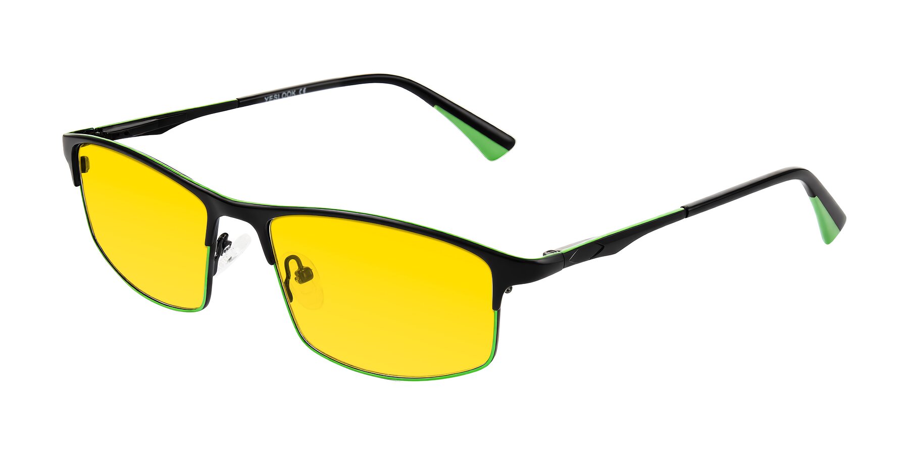 Angle of Monnow in Black/Green with Yellow Tinted Lenses