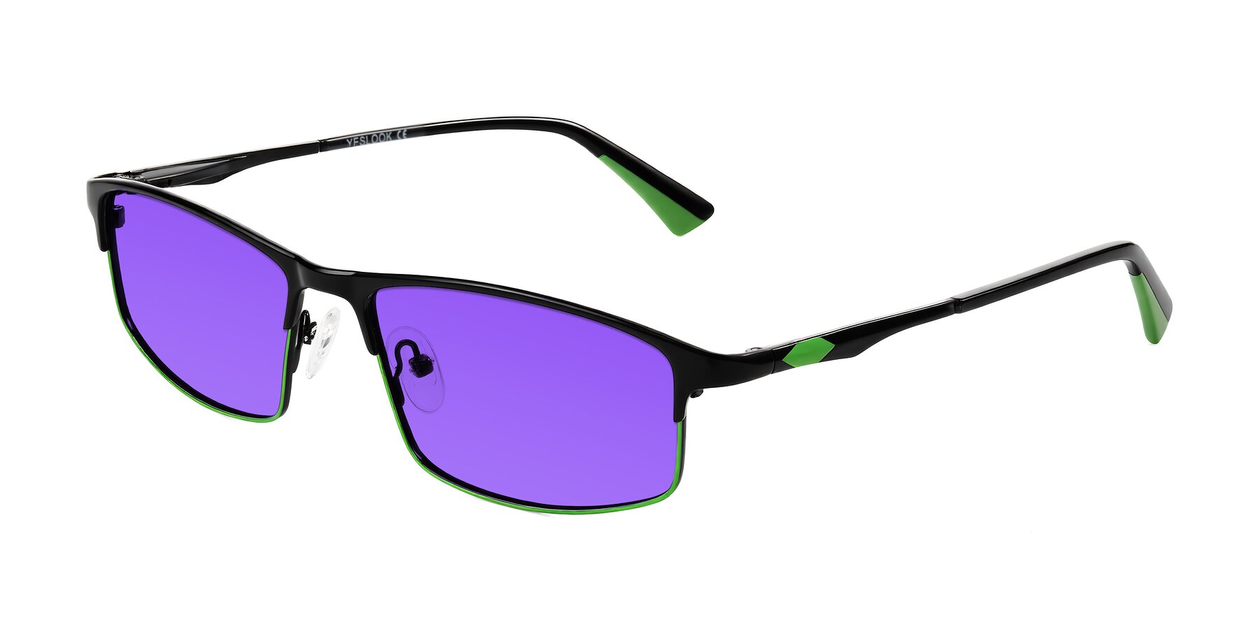 Angle of Monnow in Black/Green with Purple Tinted Lenses