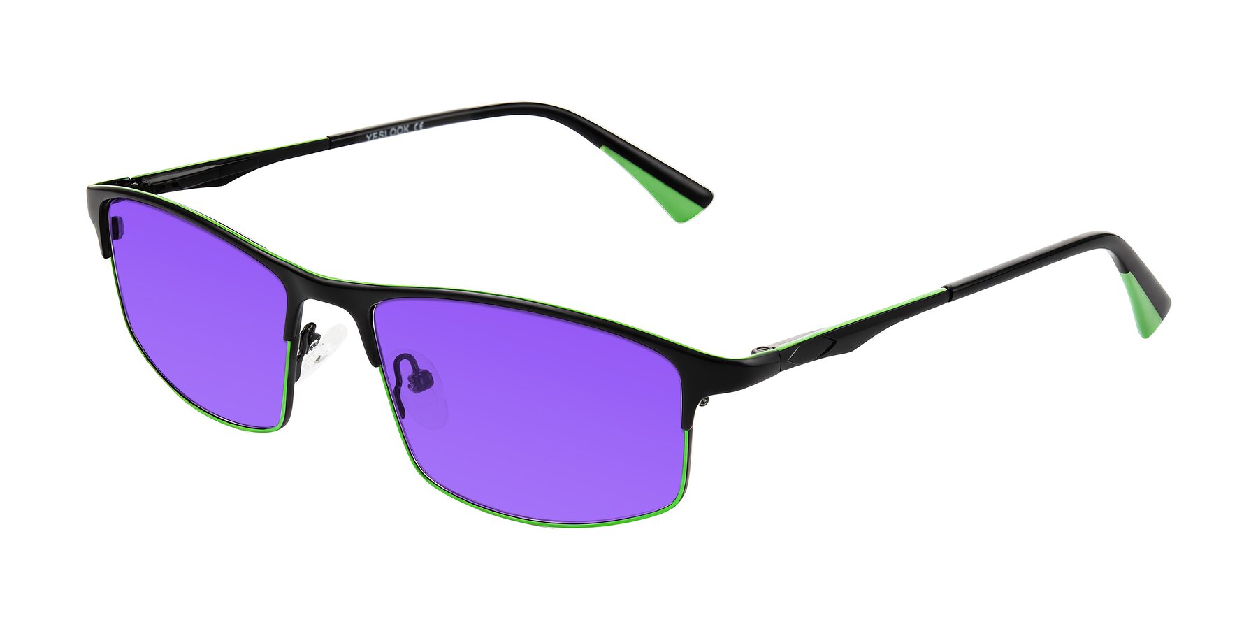 Angle of Monnow in Black/Green with Purple Tinted Lenses