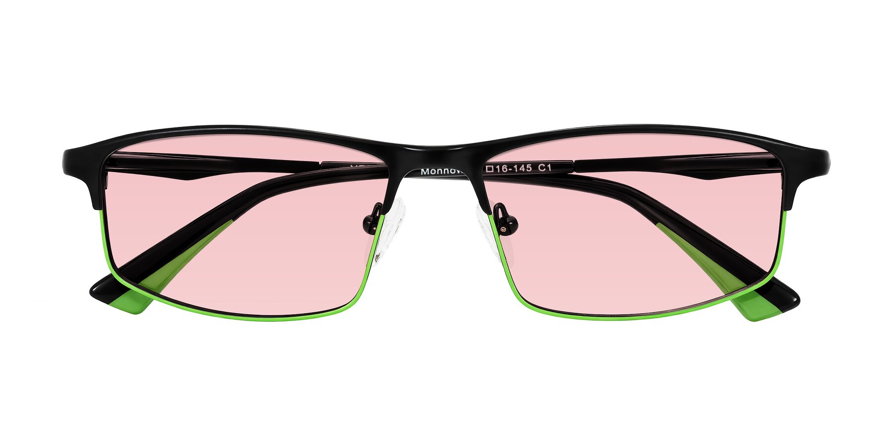 Folded Front of Monnow in Black/Green with Light Garnet Tinted Lenses