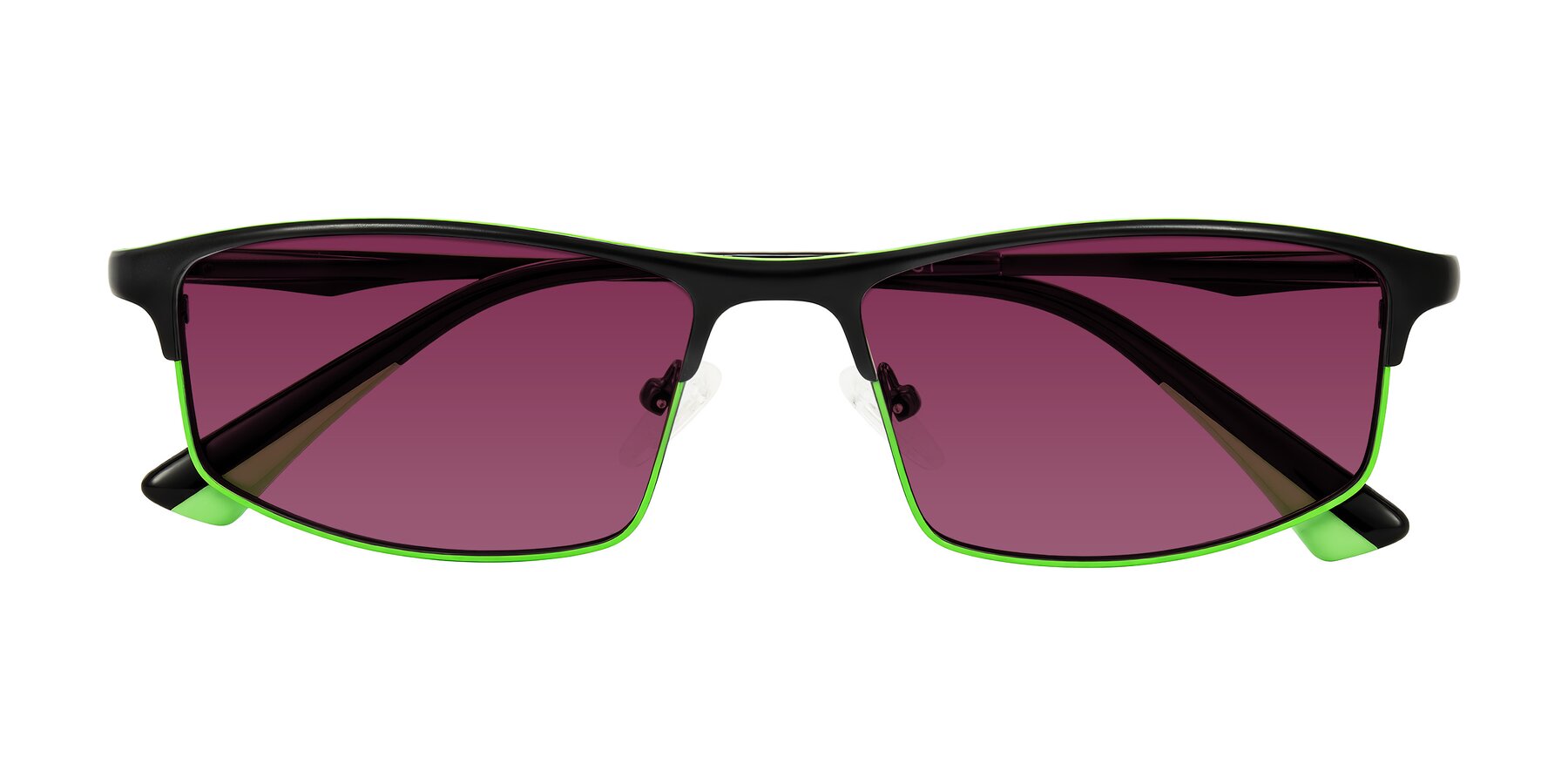 Folded Front of Monnow in Black/Green with Wine Tinted Lenses