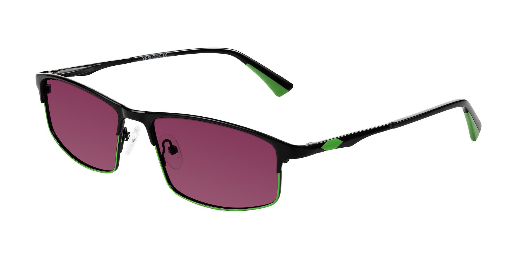 Angle of Monnow in Black/Green with Wine Tinted Lenses