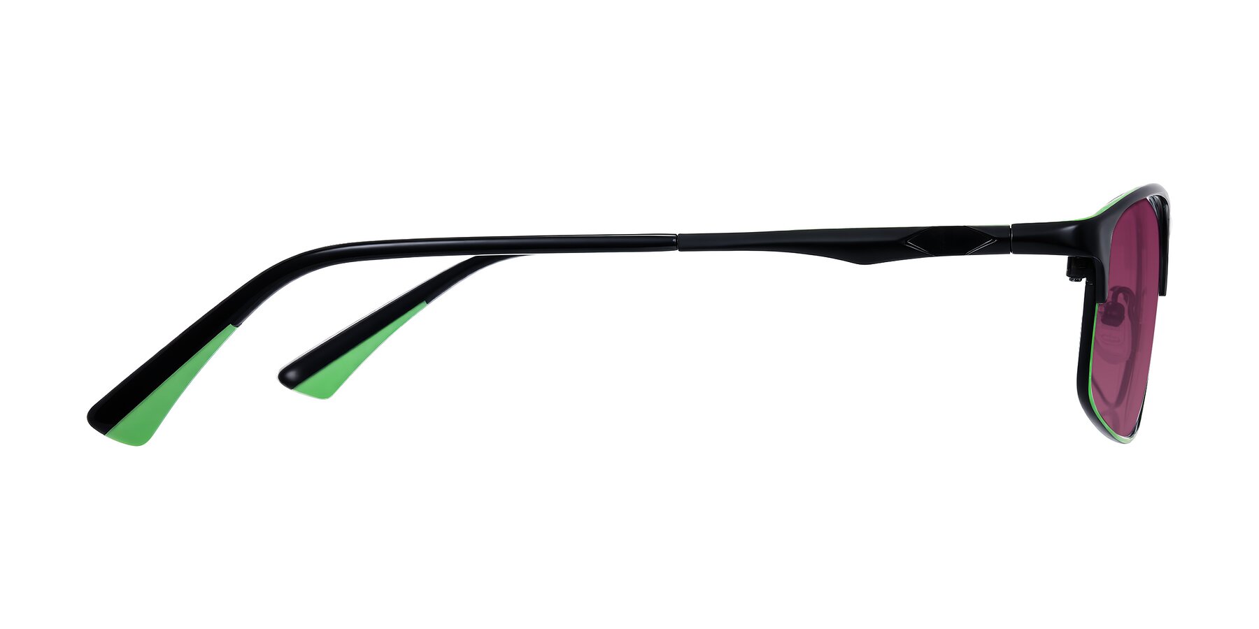 Side of Monnow in Black/Green with Wine Tinted Lenses