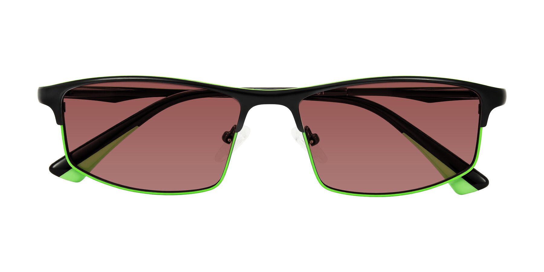 Folded Front of Monnow in Black/Green with Garnet Tinted Lenses