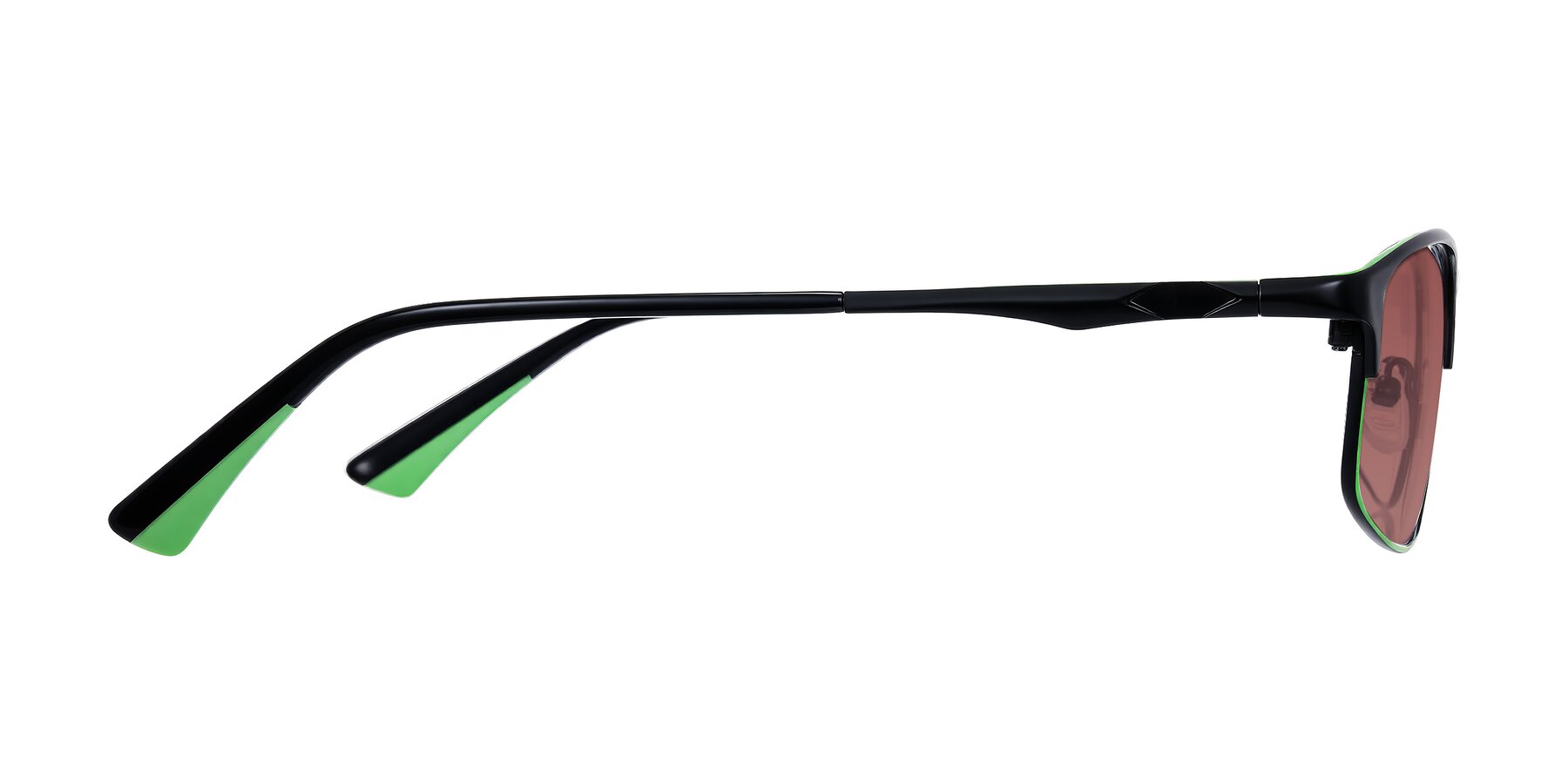 Side of Monnow in Black/Green with Garnet Tinted Lenses