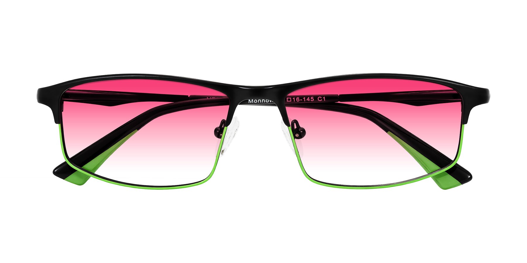 Folded Front of Monnow in Black/Green with Pink Gradient Lenses