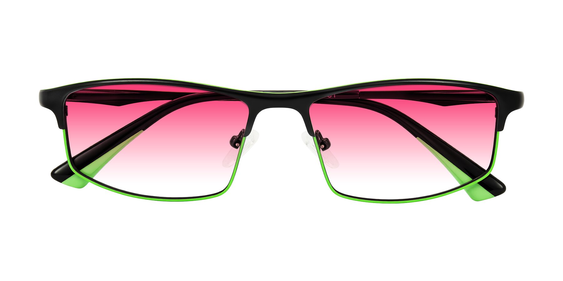 Folded Front of Monnow in Black/Green with Pink Gradient Lenses