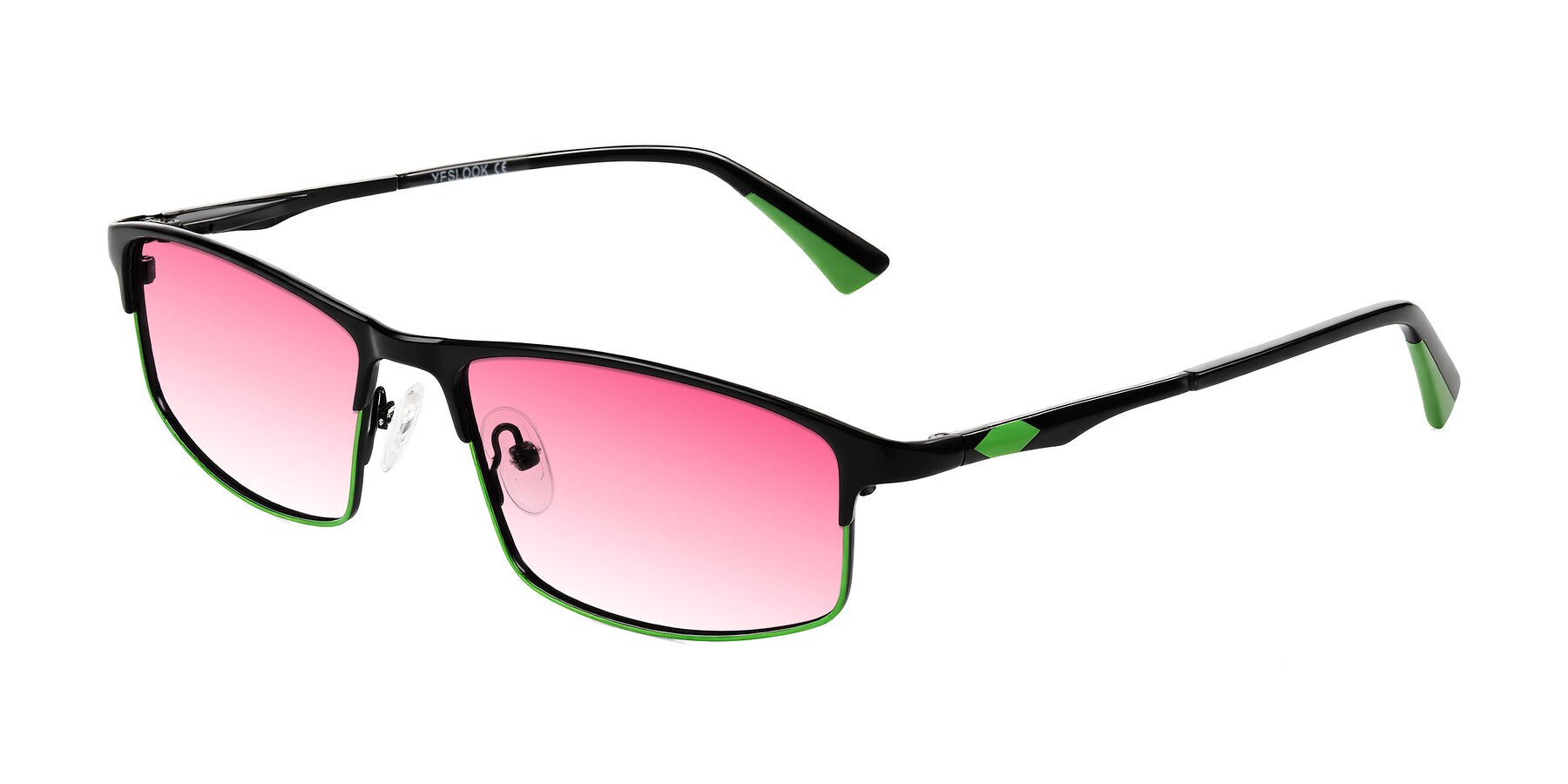Angle of Monnow in Black/Green with Pink Gradient Lenses