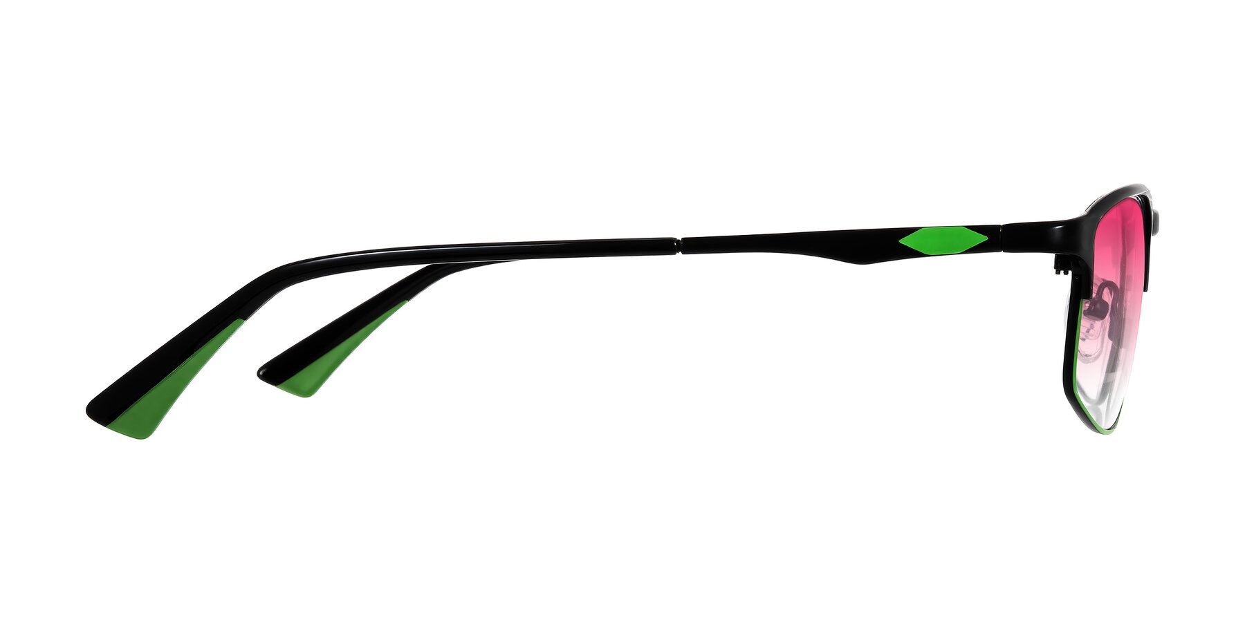 Side of Monnow in Black/Green with Pink Gradient Lenses