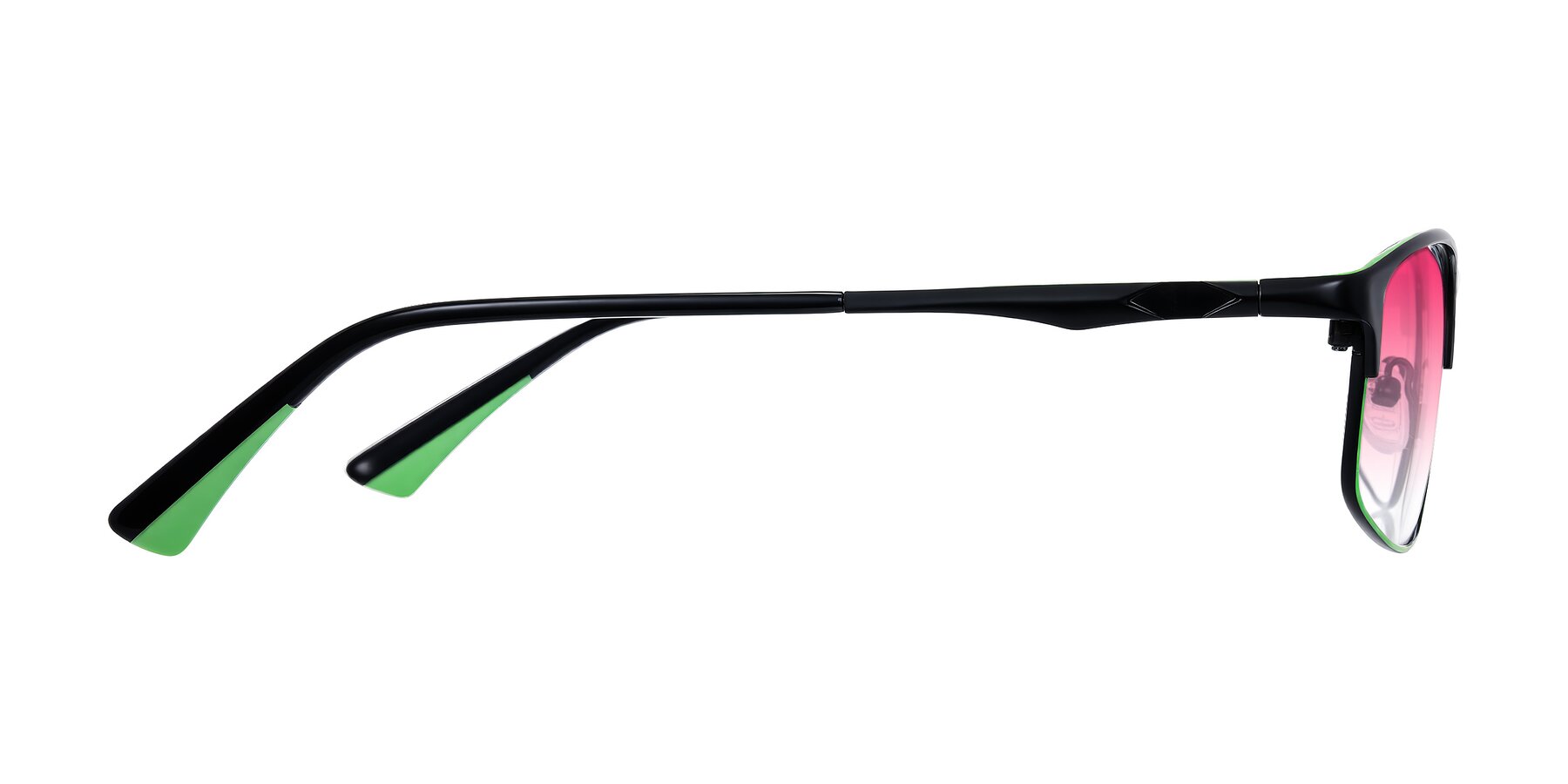 Side of Monnow in Black/Green with Pink Gradient Lenses