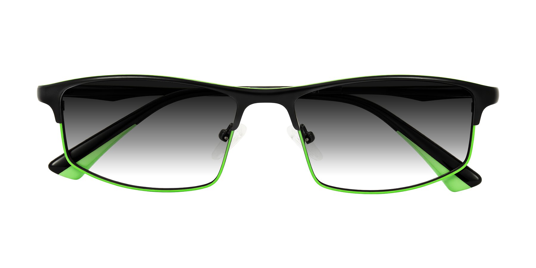 Folded Front of Monnow in Black/Green with Gray Gradient Lenses