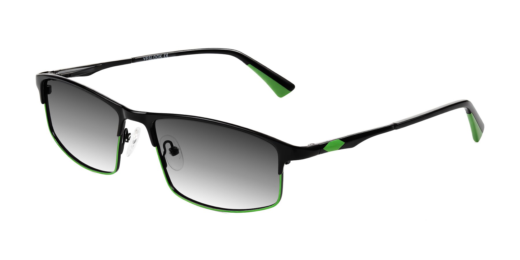 Angle of Monnow in Black/Green with Gray Gradient Lenses