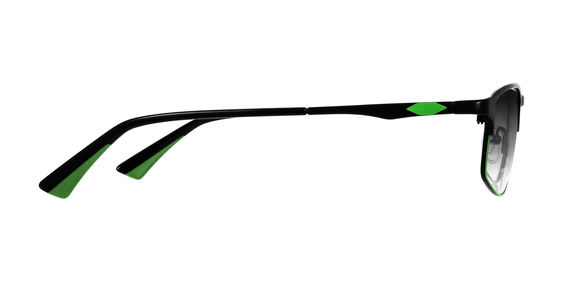 Side of Monnow in Black/Green with Gray Gradient Lenses