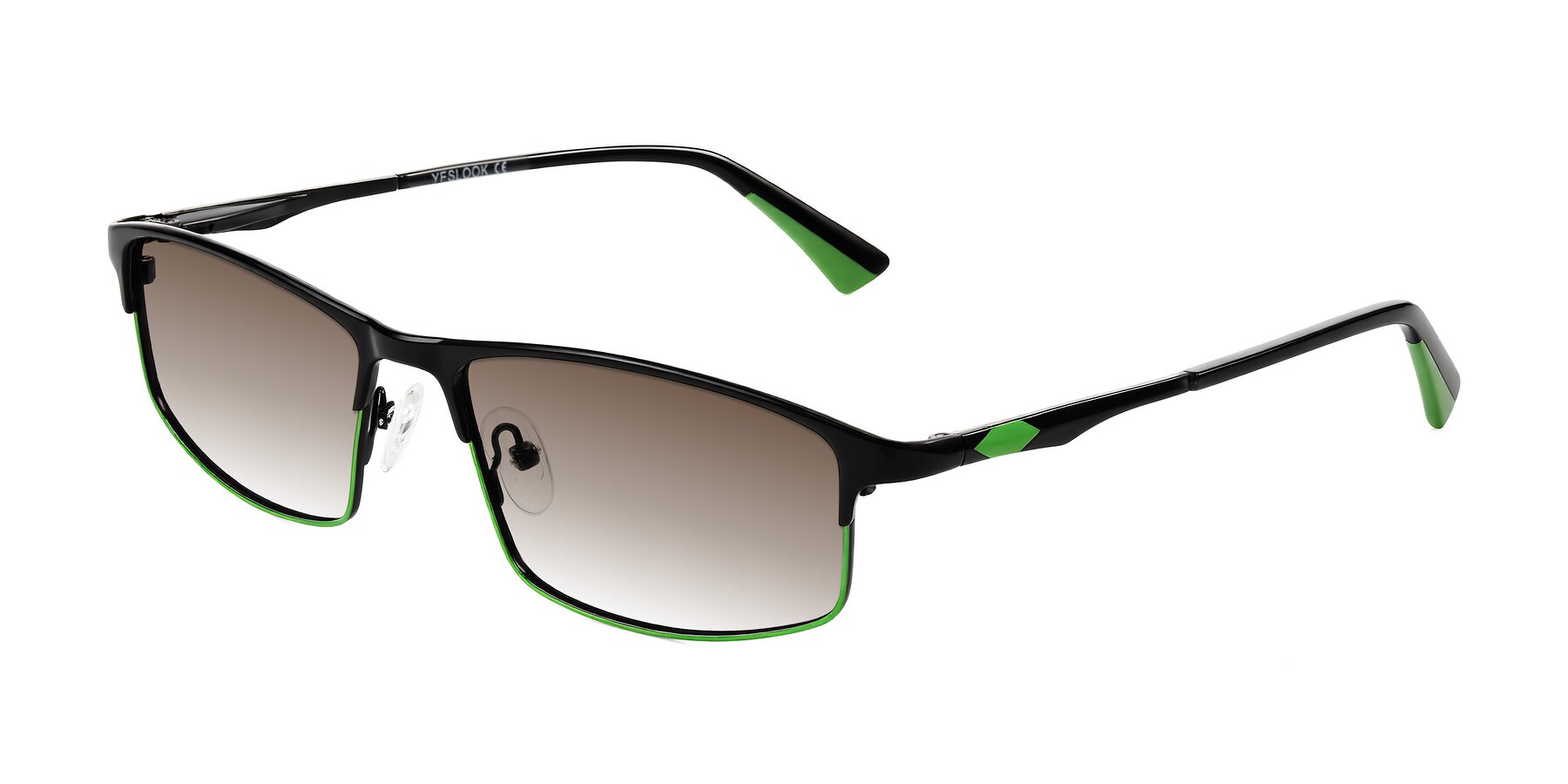Angle of Monnow in Black/Green with Brown Gradient Lenses