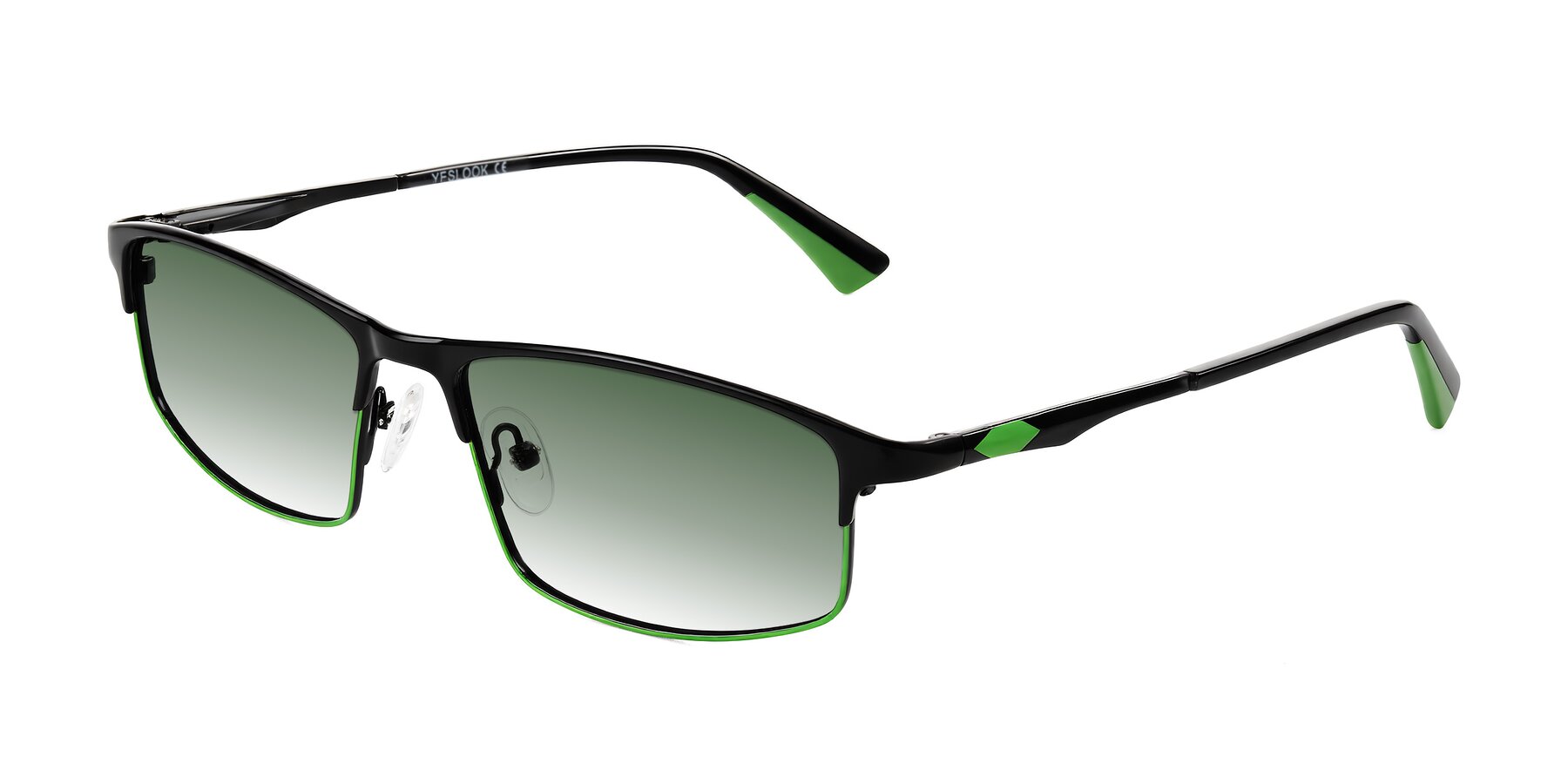 Angle of Monnow in Black/Green with Green Gradient Lenses