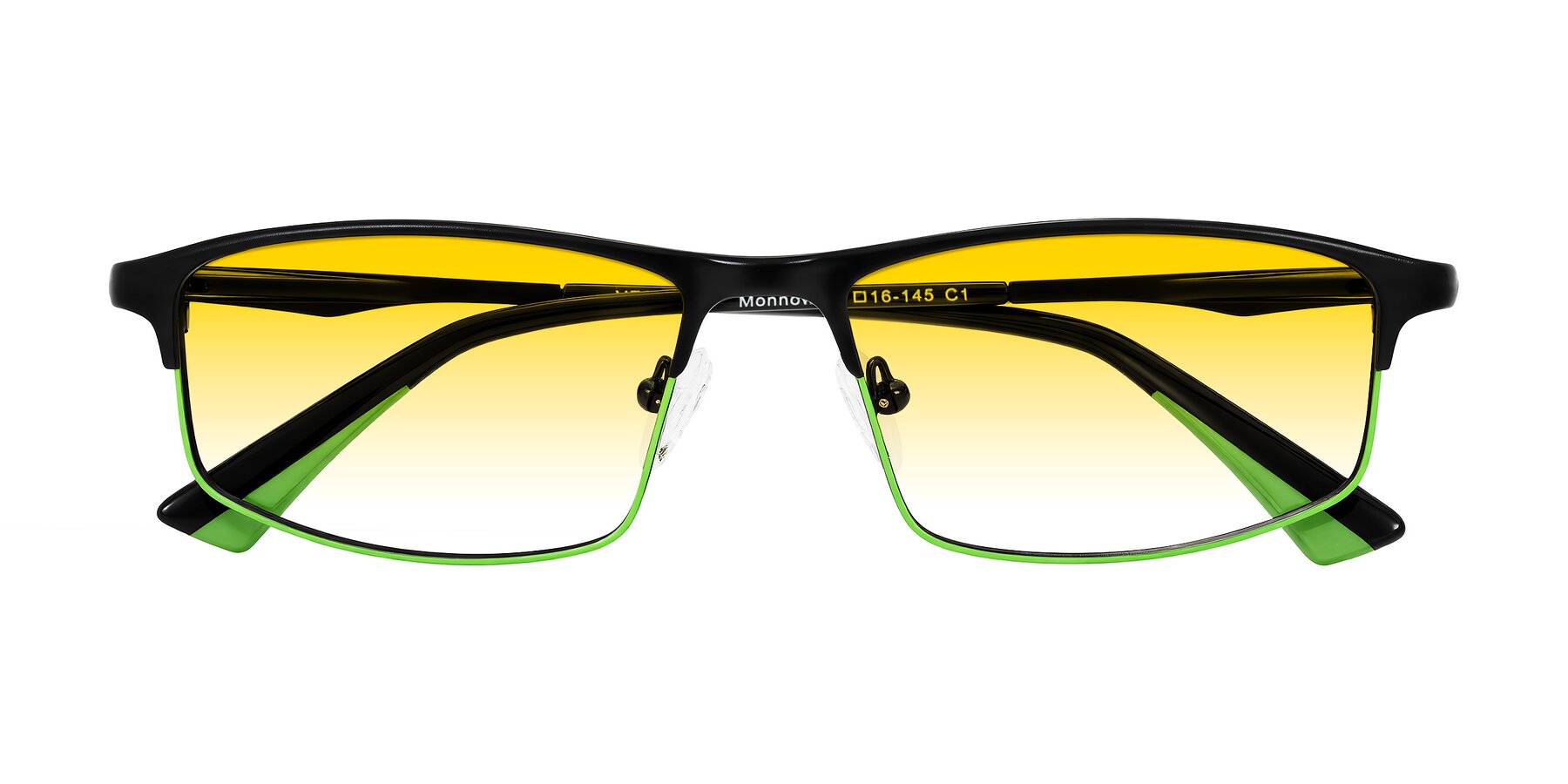 Folded Front of Monnow in Black/Green with Yellow Gradient Lenses